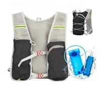 Gilet Hydratation Running, Réglable Gilet d'hydratation avec Poche d'eau 2L et Flacon Souple 500ml, Sac à Dos d'hydratation Réfléchissant Sac Hydratation Running Homme e Femme (Noir)