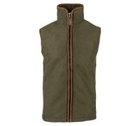 JACK PYKE Gilet technique en moleskine pour homme - Gilet campagnard léger doublé en polaire avec bordure en nubuck et col montant - Gilet sans manches à fermeture éclair intégrale pour le tir et les