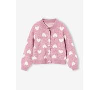 Gilet jacquard coeurs fille lilas 4A