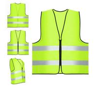 Gilet Jaune 4 Pièces - Gilet Jaune Adulte, Polyester, Haute Visibilité, Bandes Réfléchissantes, Pour Sécurité Routière, Chantier, Cyclisme Nocturne(Jaune) (Modèle de maille)