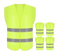 Gilet Jaune pour voiture 5 pièces, Gilet réfléchissant Gilet de travail réfléchissant à haute visibilité Gilet de direction à haute visibilité Gilet de sécurité à fermeture éclair