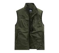 Gilet léger et ample pour homme - Séchage rapide - Imperméable - Sports de plein air - Décontracté - Chaud - Léger - Sans manches - Gilet de voyage sans manches, Vert, 7XL