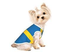 Gilet léger imprimé drapeau suédois pour chien et chat, sans manches, design en maille respirante pour les promenades et les jeux d'été