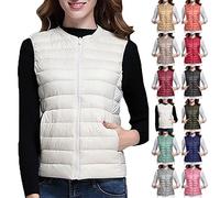 Gilet léger pour femme - Gilet d'extérieur léger matelassé - Gilet en duvet - Gilet thermique respirant - Manteau matelassé décontracté - Gilet de randonnée sans manches - Gilet chauffant sans capuche
