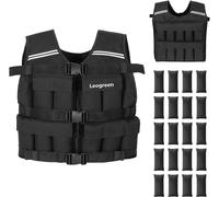 Gilet Lesté 10kg/20kg, Veste Lestée Réglable Avec 20 Packs De Poids Amovibles, Bande Réfléchissante, Pour Homme Femme La Course À Pied, Entraînement En Force Et Endurance
