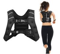 Gilet Lesté 15KG Réglable COSTWAY-Sangles Bandes Réfléchissantes-Sable Ferreux Intégré Poche-en Néoprène-Musculation,Course Noir