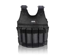 Gilet Lesté Réglable 50 kg, Vide Sans Plaque d'Acier, Avec Poids Amovibles, en Tissu Oxford, 12 Sacs pour Entraînement, Fitness, Boxe