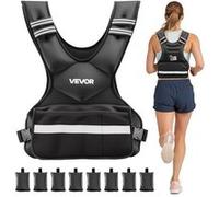 VEVOR Gilet Lesté Réglable, Veste Lestée Max. 18,26 kg avec 8 Lests, pour Marche Course Jogging Randonnée Entraînement Croisé Fitness, Gilet de Poids pour Musculation en X avec Bande Réfléchissante