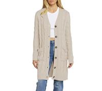 Gilet Long à Manches Longues torsadée pour Femme, Ouvert sur Le Devant, Coupe Ample et décontractée, Taille S