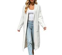 Gilet long cardigan oversize en maille unie, ouvert sur le devant, avec poc | Manteau Fourrure Grande Taille Doudoune Chic Mariage Très Denim Boléro Réversible Molletonné Etoile Multipoche Tailleurs