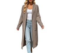 Gilet long cardigan oversize en maille unie, ouvert sur le devant, avec poc | Manteau Fourrure Grande Taille Doudoune Chic Mariage Très Denim Boléro Réversible Molletonné Etoile Multipoche Tailleurs