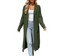 Gilet long cardigan oversize en maille unie, ouvert sur le devant, avec poc | Manteau Fourrure Grande Taille Doudoune Chic Mariage Très Denim Boléro Réversible Molletonné Etoile Multipoche Tailleurs
