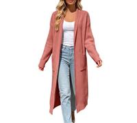 Gilet long cardigan oversize en maille unie, ouvert sur le devant, avec poc | Manteau Fourrure Grande Taille Doudoune Chic Mariage Très Denim Boléro Réversible Molletonné Etoile Multipoche Tailleurs