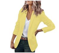Gilet Long Femme Blanc Mi Saison Sweet Pull de Noel Grande Taille en Laine T-Shirts Haut Grande Taille Chaude Ete Veste Polaire Femme sans Capuche Cardigan Long Jaune M
