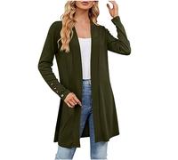 Gilet Long Femme Casual Manches Longues Cardigan Élégante Devant Ouvert Veste Décontractées et Respirantes Veste Tricot Léger Mode Couleur Unie Polyvalente été Gilets Grande Taille Pas Cher