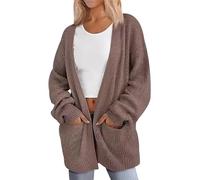 Gilet Long Femme Knit Cardigan Long Grande Taille Oversize Manteau Gilets Grosse Maille Oversized Ladies Cardigans Women Veste Gilet Chandail Cardigan Femmes Uni Gilets Long Manche Femme Kaki XL