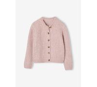 Gilet loose en maille mousseuse fille rose poudré 10A