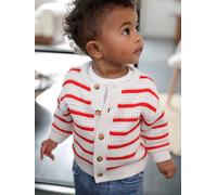 VERTBAUDET Gilet Maille ajourée bébé rayé Rouge 3M(60CM)