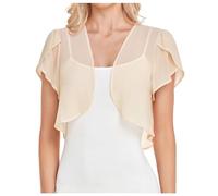 Gilet Mariage Femme Boléro Veste Chic Mousseline de Soie Élégant Évasées 3/4 Court Léger