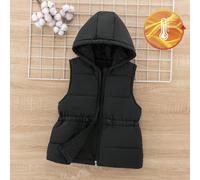 Gilet matelassé à capuche avec taille resserrée pour filles pré-adolescentes, style décontracté et polyvalent, adapté pour l'automne/l'hiver 8Y,9Y,10Y,11Y,12YUnicolorePolyester