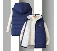 Gilet matelassé en coton avec capuche et broderie de lettre, style décontracté, automne/hiver pour garçons 8Y,9Y,10Y,11Y,12YBlocs de couleurPolyester