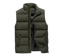 Gilet Matelassé Homme Veste Matelassée sans Manches Homme Gilet Zippe Homme Hiver Zippé Gilet Chaud Oversize Grande Taille Manteau Blouson Gilets Rembourré sans Manche Homme Personnalisé Vert 6XL