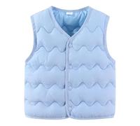 Gilet matelassé pour bébé - Gilet d'hiver avec bouton Down - Gilet léger sans manches - Veste d'hiver - Cardigan - Gilet d'extérieur - Couleur unie - Gilet en coton classique confortable pour bébé