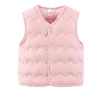 Gilet matelassé pour bébé - Gilet d'hiver avec bouton Down - Gilet léger sans manches - Veste d'hiver - Cardigan - Gilet d'extérieur - Couleur unie - Gilet en coton classique confortable pour bébé