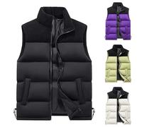 Gilet matelassé pour homme - 5XL - Gilet en duvet pour homme - Noir - Gilet sportif élégant - Gilet de transition sans capuche - Gilet tampon léger avec fermeture éclair - Gilet d'hiver sans manches
