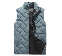 Gilet matelassé pour homme sans capuche - Gilet en duvet chaud décontracté sans manches - Coupe-vent - Vêtement de mi-saison - Vélo - Gilet d'extérieur confortable - Avec col montant - Grandes tailles
