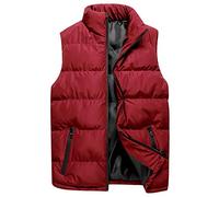 Gilet matelassé sans manches pour homme - Col haut - Veste d'extérieur imperméable et coupe-vent - Doudoune chaude sans manches pour le golf et la randonnée, bordeaux, XXX-Large