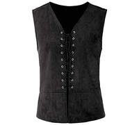 Gilet médiéval pour homme - Costume de pirate avec ceinture bandana - Sans manches - Style victorien - Gothique - Viking - Steampunk - Halloween - Cosplay
