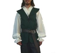 Gilet médiéval pour homme | Gilet gothique sans manches | Veste ajustée vintage avec col en V | Costume de pirate Renaissance compatible avec taille M-3XL (vert XXL)