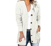 Gilet Mi Long Boutonné Femme Pull Femme Chic Et Elegant Grande Taille | Pull Tricot Cardigan avec Bouton Manteau Ample Manteaux Manches Longue Veste avec Poche Vêtements Cardigan