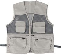 Gilet militaire durable multi-poches respirantes -pêche en filet pour activités de plein air, gris français