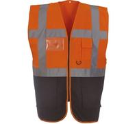 Gilet multifonction haute visibilité - Yoko - Orange/Noir - Bandes réfléchissantes 5 cm - Multiples poches zippées S