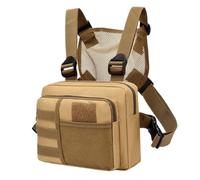 Gilet Multifonction Unisexe, Sac de Poitrine Hip-hop Streetwear, Sacs de Poitrine imperméables, Sac à Dos de Sport Oxford(Khaki)