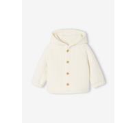 Gilet naissance à capuche en molleton matelassé écru 12M(74CM)