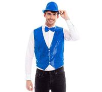 Gilet Paillettes Homme Femme Bleu Marine【Tailles Adulte S à L】[Taille L] Gilet Déguisement Bals Performances Festivals Défilés Théâtre Noël Réveillon