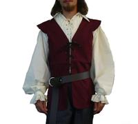 Gilet pirate gothique Renaissance pour homme style bandage vintage sans manches pour événements sociaux décontractés et à thème (M, rouge)