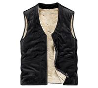 Gilet polaire chaud pour homme - Gilet matelassé d'hiver léger - Grande taille - Gilet de travail thermique en duvet - Sans manches - Coupe-vent - Gilet d'extérieur - Gilet d'hiver pour homme, Noir