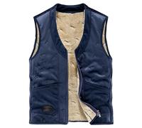 Gilet polaire chaud pour homme - Gilet matelassé d'hiver léger - Grande taille - Gilet de travail thermique en duvet - Sans manches - Coupe-vent - Gilet d'extérieur - Gilet d'hiver pour homme, Marine