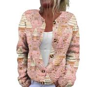 Gilet Polaire Femme Hiver Chaud Interieur Paillettes Duo Veste Noel Pull Col V Chaude D'intérieur Cardigan Chic Et Elegant Lumineux Rennes Pull de Noel Humour Sweat de Noël Femme Rose Clair XXL