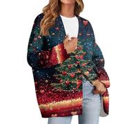 Gilet Polaire Femme Hiver Chaud Pull Hiver Couple Pull de Noel Christmas Sweat Noel Grande Taille Court Rennes Duo Boel Musical Veste Polaire Femme Chaude Oversize Cardigan Bleu XL