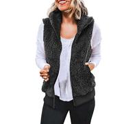 Gilet Polaire Femme Sans Manches Col Montant Zippé Chaud Manteau Automne Hiver Sherpa Gilets Couleur Unie Veste en Fourrure et Légère Décontractée Gilet Sans Manches avec Poches