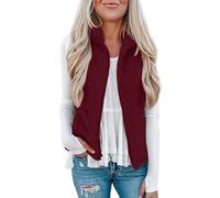 Gilet Polaire Femme Sans Manches Zippe Chaud Manteau Automne Hiver Sherpa Gilets Couleur Unie Veste en Fourrure et Légère Décontractée Gilet Sans Manches avec Poches