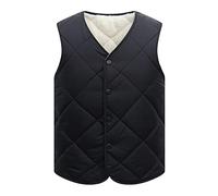 Gilet Polaire Homme,Gilet Matelassé En Polaire D'Hiver Pour Homme Bouton Noir Gilet De Travail Veste Sans Manches Avec Poche Gilet De Pêche Gilet Matelassé Coupe-Vent Gilets De Survêtement Pour Homm