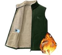 FAFOUR Gilet polaire imitation laine d'agneau pour hommes, doublé automne-hiver, gilet debout, sans manches, avec fermeture éclair, veste chaude coupe-vent
