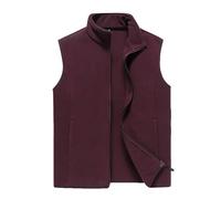 Gilet polaire léger et chaud sans manches pour homme avec fermeture éclair intégrale avec col haut, tissu doux et confortable, matériau respirant à séchage rapide, coutures durables, bordeaux, XXXL