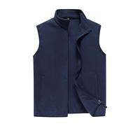 Gilet polaire pour homme - Grande taille - Léger - Sans manches - Pour la randonnée, le cyclisme, la course à pied - Col montant, noir foncé, 8XL